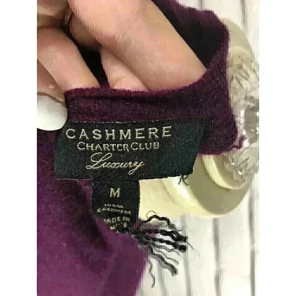 Charter Club Womens Size M Purple Long Sleeve Cashmere Sweater - Picture 3 of 6